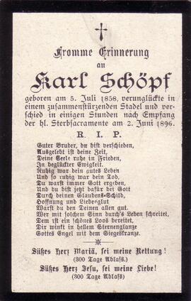 Schöpf Karl, +1896