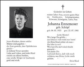 Ennemoser Johanna, geb. Schöpf, +1981