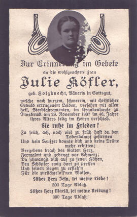Köfler Julie, geb. Holzknecht, +1907