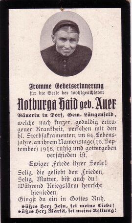 Auer Notburga, geb. Auer, +1918
