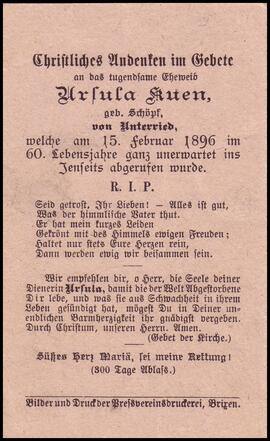 Kuen Ursula, geb. Schöpf, +1896