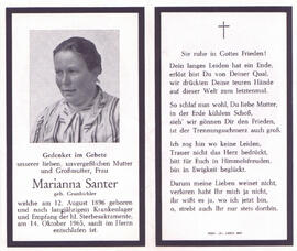 Santer Marianna, geb. Granbichler, +1965