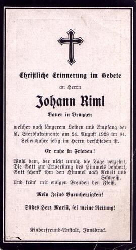 Riml Johann, +1928