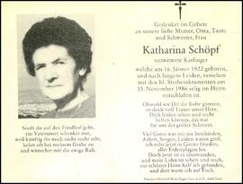 Schöpf Katharina, verw. Karlinger, +1986