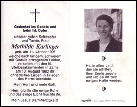 Karlinger Mathilde, +1982