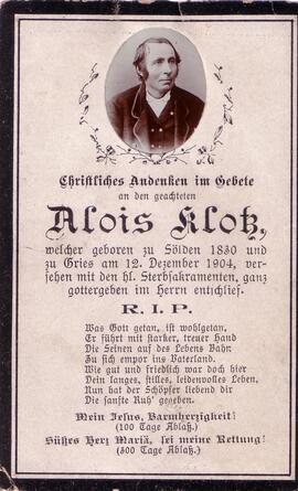 Klotz Alois, Gries, +1904