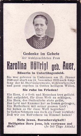 Höllrigl Karolina, geb. Auer, +1918
