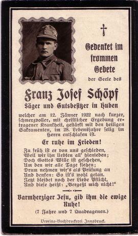 Schöpf Franz Josef, +1922