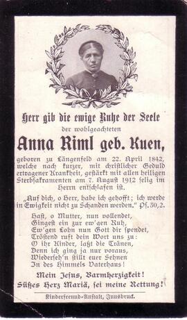 Riml Anna, geb. Kuen, +1912