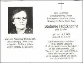 Holzknecht Stefanie, geb. Schaber, +1990
