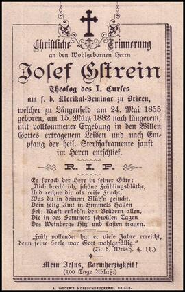 Gstrein Josef, Pfarrer, +1882