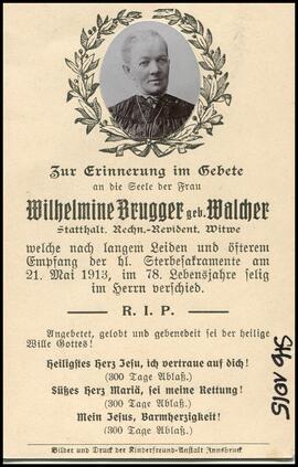 Brugger Wilhelmine, geb. Walcher