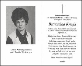 Kneißl Bernardina, +1986