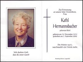 Hermannsbacher Kathl, geb. Riml, +2002