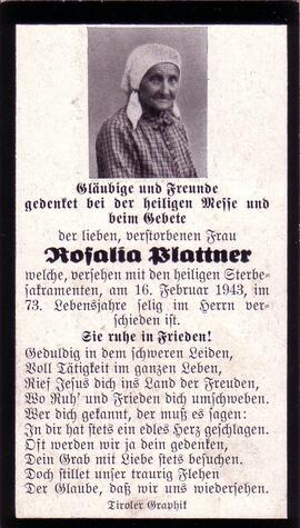 Plattner Rosalia, +1943