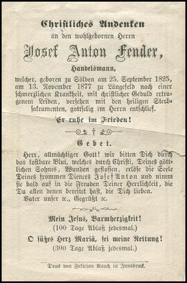 Fender Josef Anton, +1877