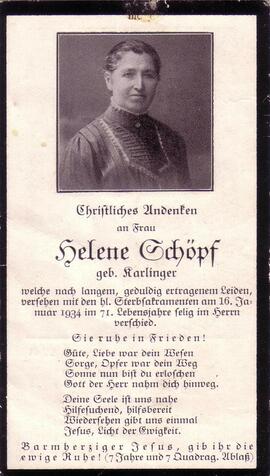 Schöpf Helene, geb. Karlinger, +1934
