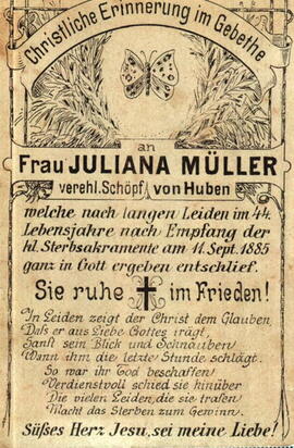 Schöpf Juliana, geb. Müller, +1885