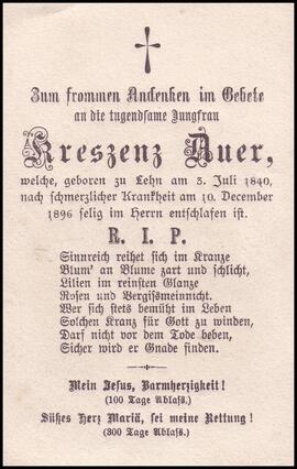 Auer Kreszenz, +1896
