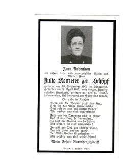 Kemeter Julie, geb. Schöpf, +1952