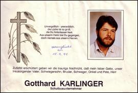 Karlinger Gotthard, +1991
