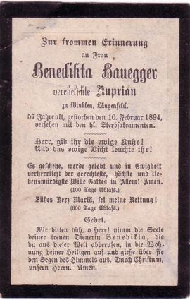 Kuprian Benedikta, geb. Hausegger, +1896