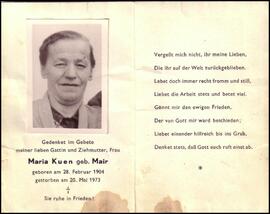 Kuen Maria, geb. Mair, +1973