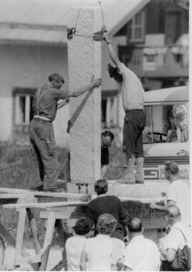 Errichtung Nepomukstatue Denkmal durch Steinbruch Stigger