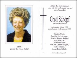Schöpf Gretl, geb. Klaushofer, +1999