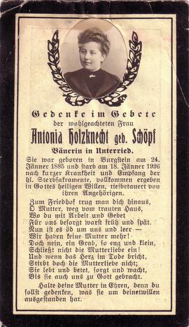 Holzknecht Antonia, geb. Schöpf, +1926