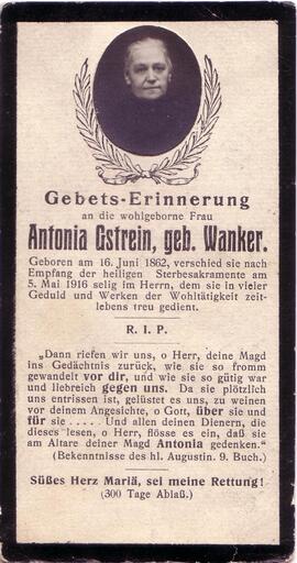 Gstrein Antonia, geb. Wanker, +1916