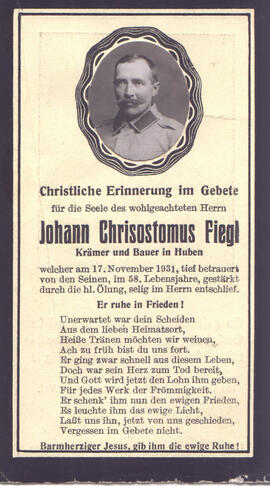 Fiegl Johann Christostomus, +1931