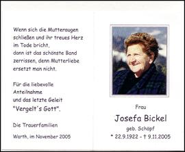 Bickel Josefa, geb. Schöpf, +2005