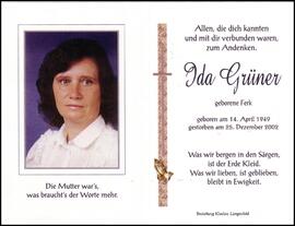 Grüner Ida, geb. Ferk, +2002