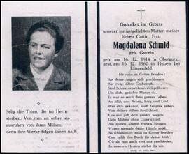 Schmid Magdalena, geb. Gstrein, +1962