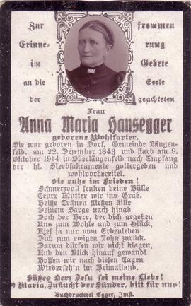Hausegger Anna Maria, geb. Wohlfarter, +1914