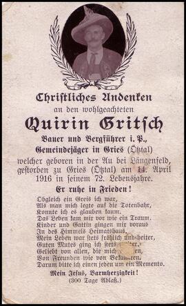 Gritsch Quirin, +1916