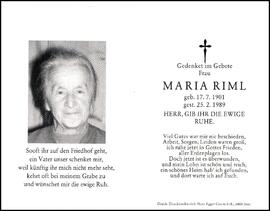 Riml Maria, geb. Falkner, +1989
