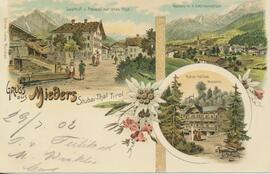 Grußkarte Mieders mit Natur Heilbad Mieders Jahr 1902