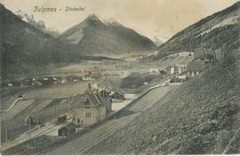 Fulpmes mit Stubaitalbahn und Gletscherblick