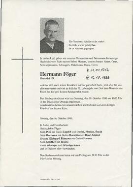 Föger Hermann geb 1912 gest 16-10-1986