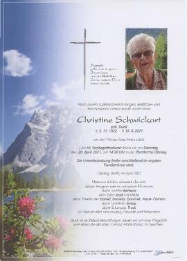 Schwickart Christine geb Duell geb 1922 gest 10-04-2021