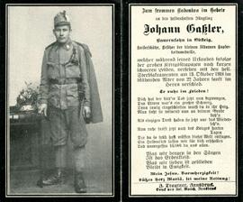 Sterbebild Gaßler Johann, gest. 1918 10 13