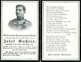 Sterbebild Gaßler Josef, gest. 1916 06 09