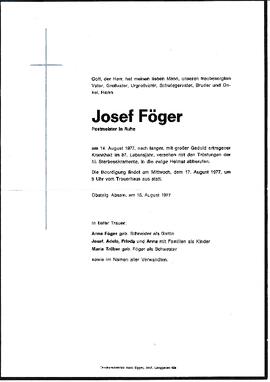 Föger Josef geb 1891 gest 14-08-1977