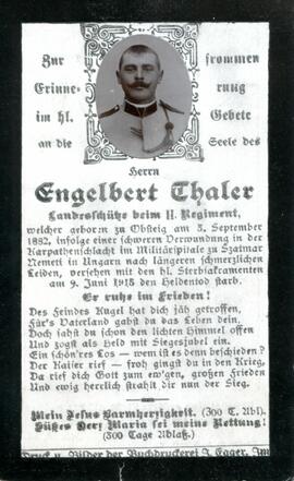 Sterbebild Thaler Engelbert, gest. 1915 06 09