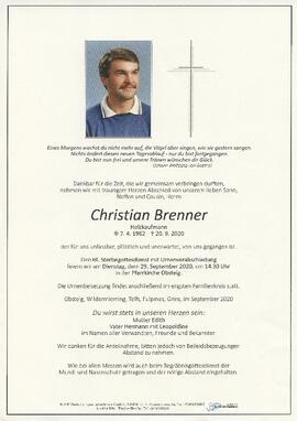 Brenner Christian geb 1962 gest 20-09-2020