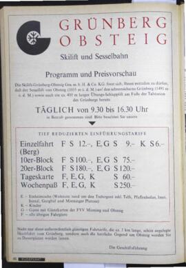 BP Telfs 1970-12-00 Nr 12 Seite 46 Inserat Grünberglift - Programm und Preise