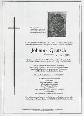 Grutsch Johann geb 1933 gest 19-03-1998