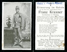 Sterbebild Kraxner Franz, gest. 1917 12 07